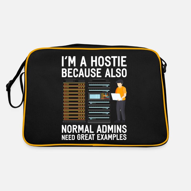 hostie admin Großrechner lustig Spruch Geschenk - Retro Tasche - Schwarz/Gold