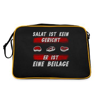 Salat Gericht Beilage I Anti Vegan Fleischfresser - Retro Tasche - Schwarz/Gold - Hinten