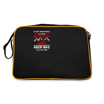Gibt Wichtigeres Bobber Motorradfahrer Motorrad - Retro Tasche - Schwarz/Gold - Hinten