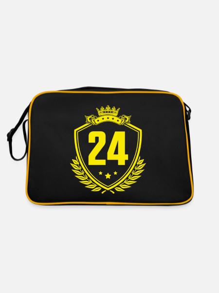24 Zahl Wappen - Retro Tasche - Schwarz/Gold - Hinten