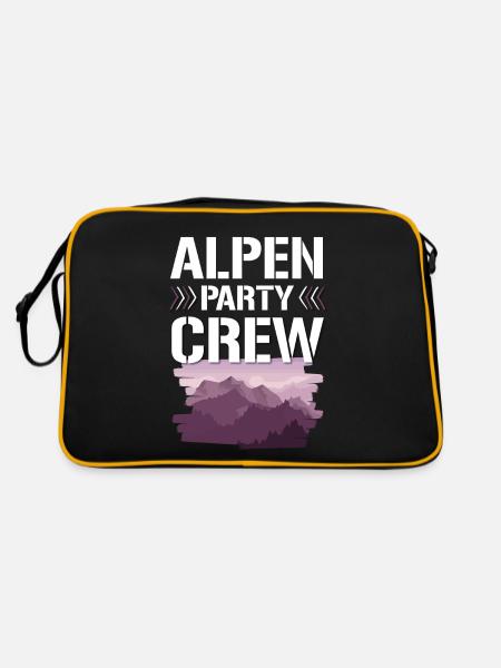 Alpen Party Crew - Retro Tasche - Schwarz/Gold - Hinten