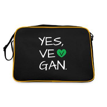 Yes We Can Veganer Vegan Tierfreund Tierschutz - Retro Tasche - Schwarz/Gold - Hinten