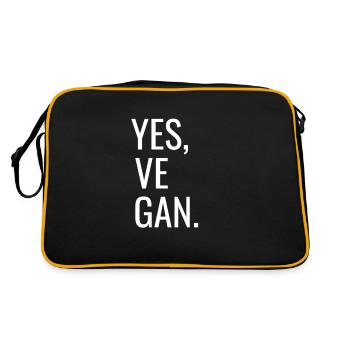 Yes We Can Veganer Vegan Tierfreund Tierschutz - Retro Tasche - Schwarz/Gold - Hinten