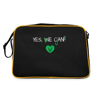 Yes We Can Veganer Vegan Tierfreund Tierschutz - Retro Tasche - Schwarz/Gold - Hinten