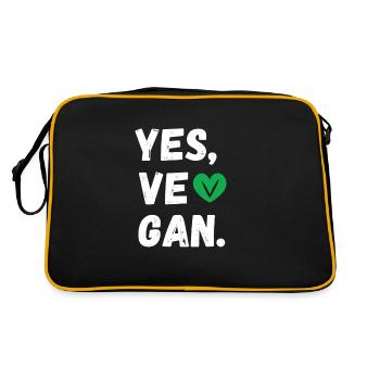 Yes We Can Veganer Vegan Tierfreund Tierschutz - Retro Tasche - Schwarz/Gold - Hinten