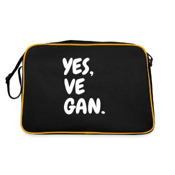 Yes We Can Veganer Vegan Tierfreund Tierschutz - Retro Tasche - Schwarz/Gold - Hinten