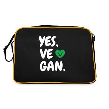 Yes We Can Veganer Vegan Tierfreund Tierschutz - Retro Tasche - Schwarz/Gold - Hinten