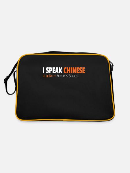 I Speak Chinese Fluently After 5 Beers - Retro Tasche - Schwarz/Gold - Hinten
