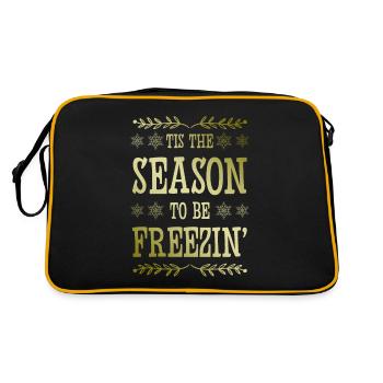 Winter Season Spruch - Retro Tasche - Schwarz/Gold - Hinten