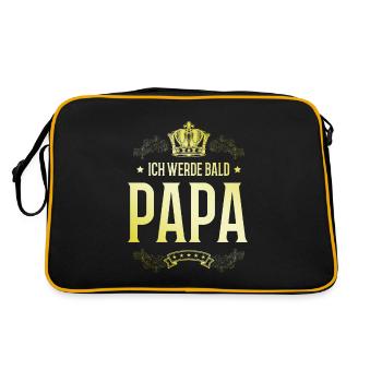 Ich werde Bald Papa - Retro Tasche - Schwarz/Gold - Hinten