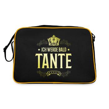 Ich werde Bald Tante - Retro Tasche - Schwarz/Gold - Hinten
