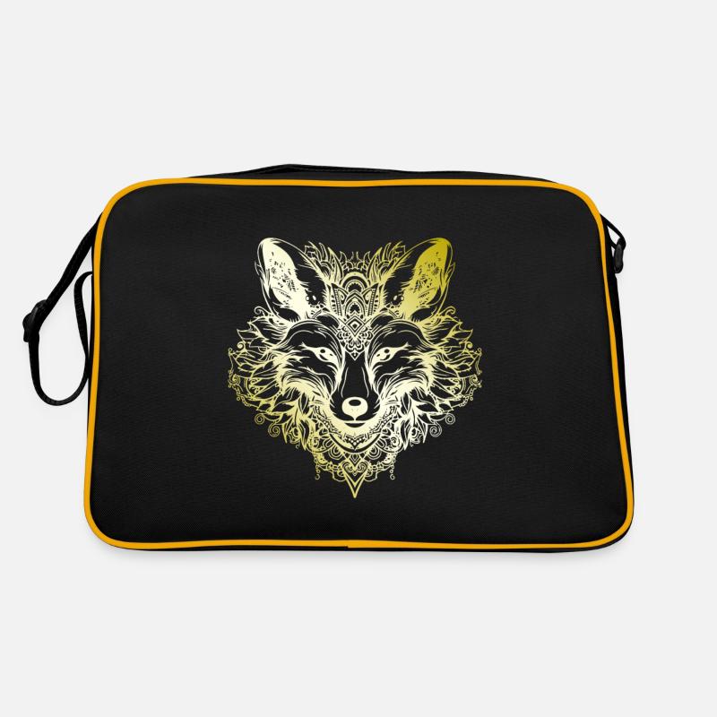 Fuchs Mandala gold Retro Tasche
