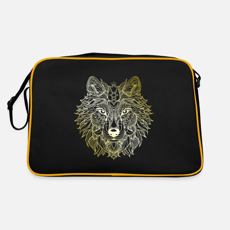 Wolf Mandala gold Retro Tasche