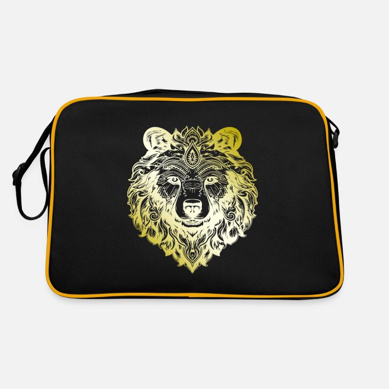 Bär Grizzly Mandala gold Retro Tasche