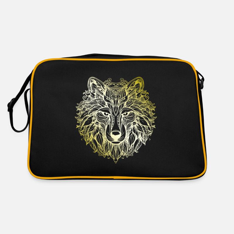 Wolf Mandala gold Retro Tasche