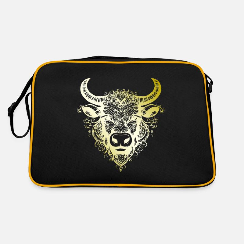 Bulle Mandala gold - Retro Tasche - Schwarz/Gold