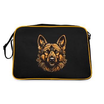 German Shepherd Dog Portrait - Retro Bag - black/gold - Back