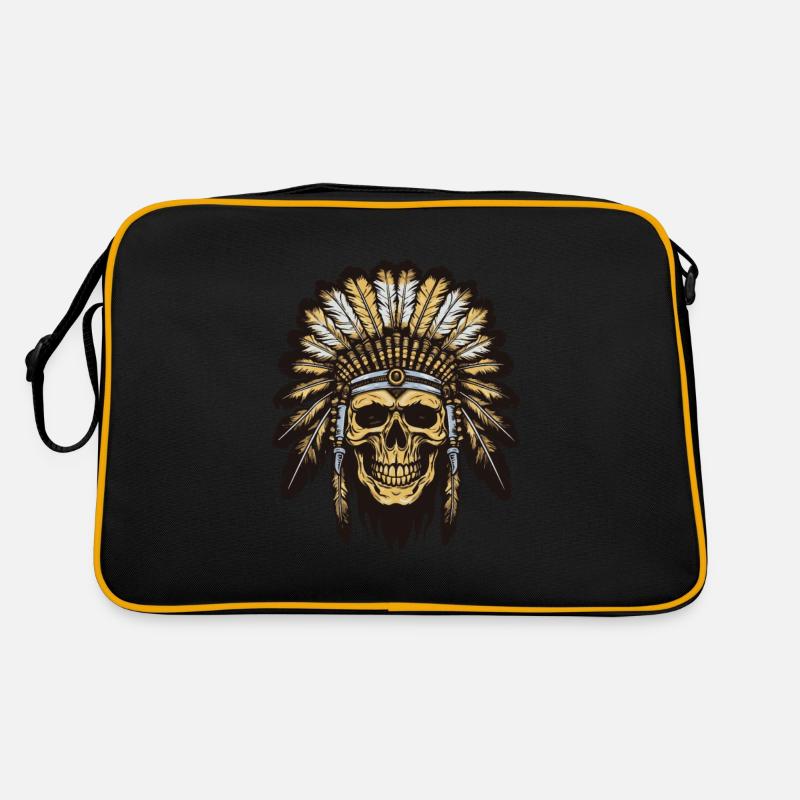 Apache Indianer Häuptling Totenkopf Retro Tasche