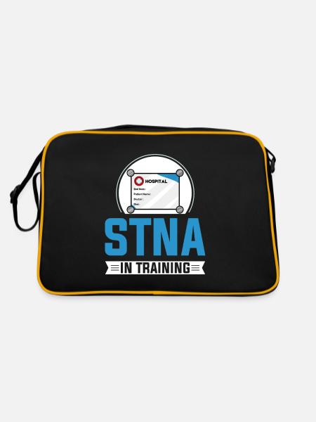 STNA Staatlich geprüfte Pflegeassistentin - Retro Tasche - Schwarz/Gold - Hinten