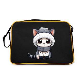 Cat Winter Comic Cute - Retro Bag - black/gold - Back