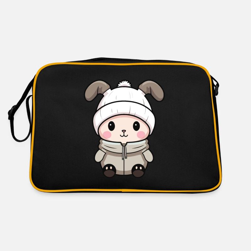Hase Winter Comic - Retro Tasche - Schwarz/Gold