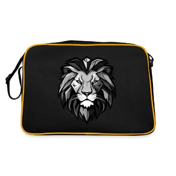 Lion, Head, Portrait, Animal - Retro Bag - black/gold - Back