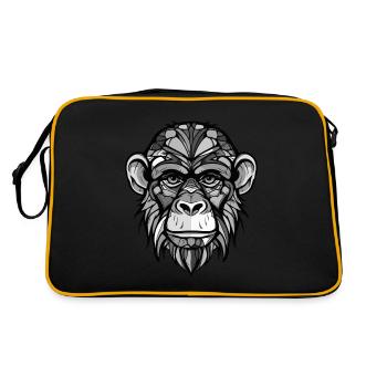 Monkey Head Portrait Animal - Retro Bag - black/gold - Back