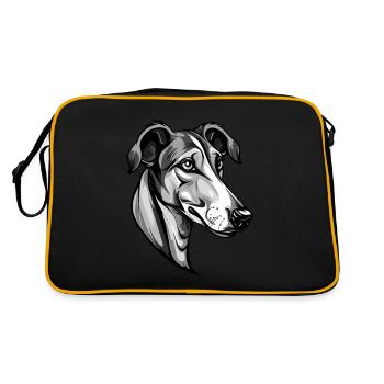 Greyhound Dog Head Portrait Animal - Sac Retro - noir/or - Dos