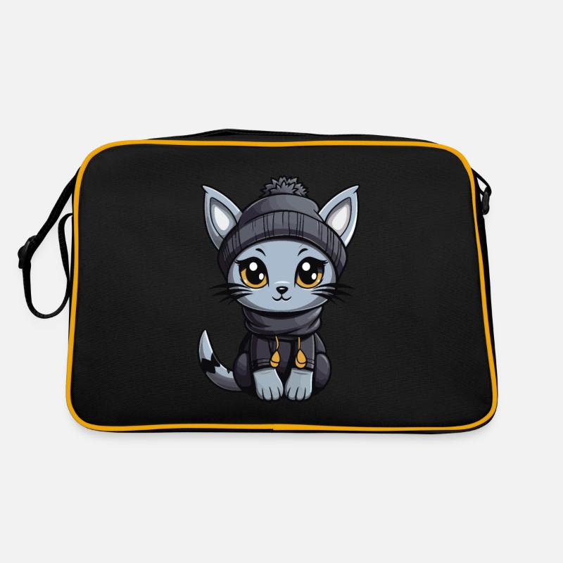 Katze Winter Comic Retro Tasche