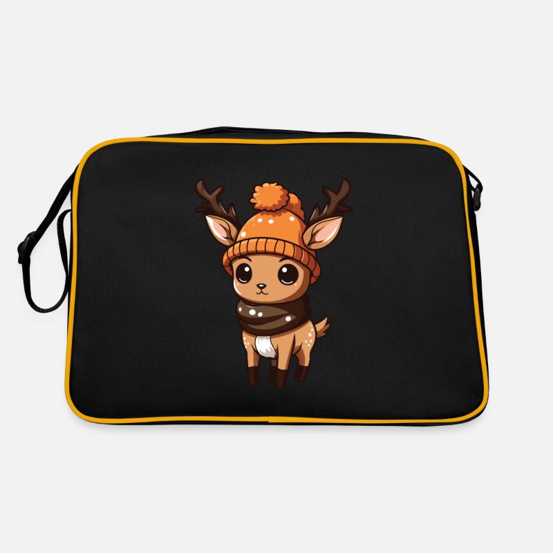 Bois de cerf hiver bande dessinée - Sac Retro - noir/or