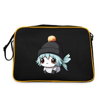 Fisch Winter Comic - Retro Tasche - Schwarz/Gold - Hinten