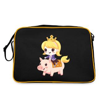 Prinzessin Schwein Märchen - Retro Tasche - Schwarz/Gold - Hinten