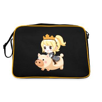 Prinzessin Schwein Märchen - Retro Tasche - Schwarz/Gold - Hinten