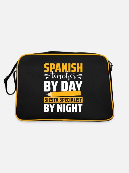 Spanish Teacher Maestra Bilingual Teacher - Retro Bag - black/gold - Back