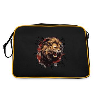 Lion Head Symbol Animal Lion Head - Retro Bag - black/gold - Back