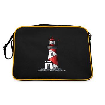 Leuchtturm Küste - Retro Tasche - Schwarz/Gold - Hinten