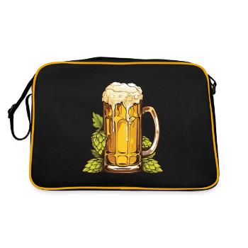 Beer glass, hops, malt, beer - Retro Bag - black/gold - Back