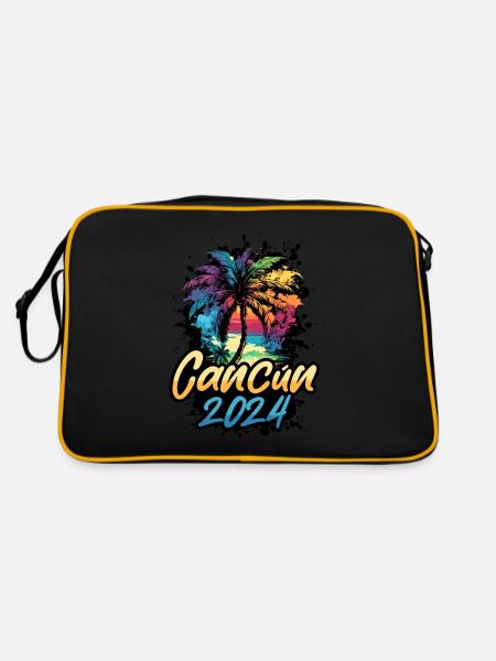 Cancun 2024 Palm Trees Multicolored - Retro Bag - black/gold - Back