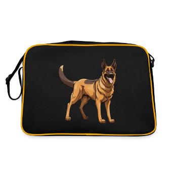German Shepherd Dog Animal - Retro Bag - black/gold - Back