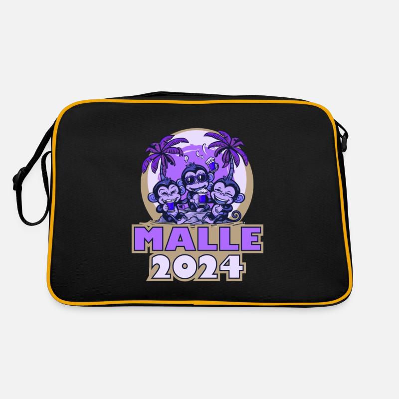 Malle 2024 Mallorca Spruch Affe Bier Retro Tasche