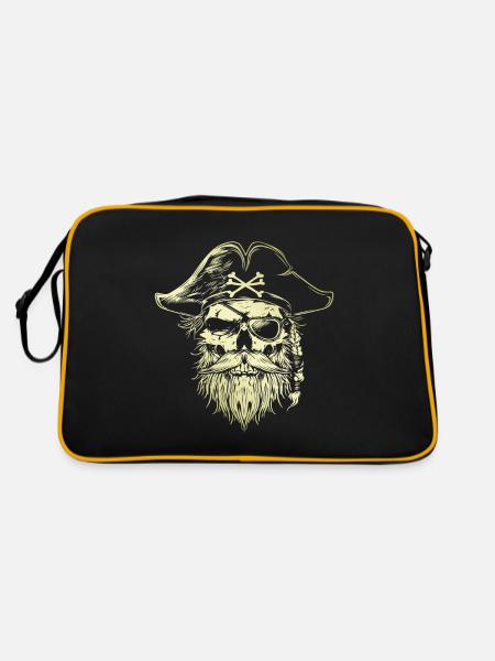 Crâne de pirate Or - Sac Retro - noir/or - Dos