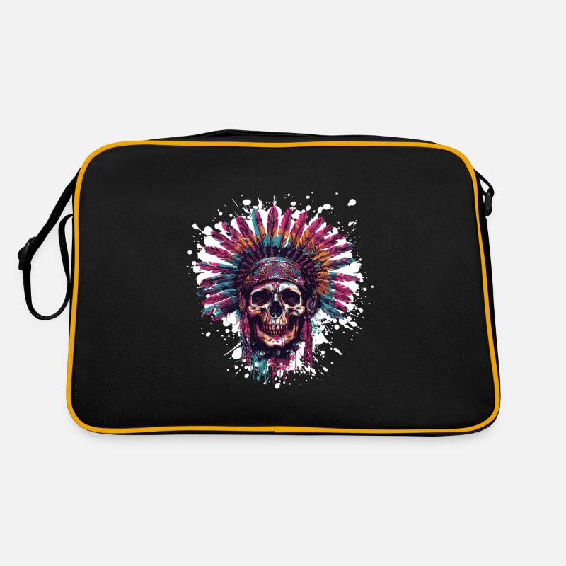 Indianer Totenkopf Häuptling Retro Tasche