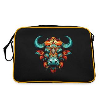 Bull Head Portrait Head - Retro Bag - black/gold - Back