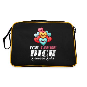 Ich Liebe Dich So Sehr - Retro Tasche - Schwarz/Gold - Hinten