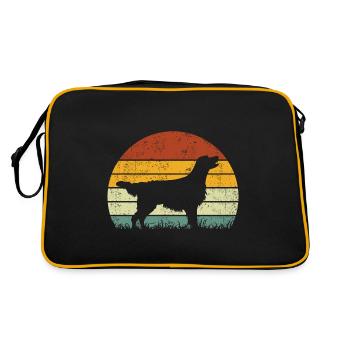 Flat Coated Retriever Vintage Retro - Retro Tasche - Schwarz/Gold - Hinten