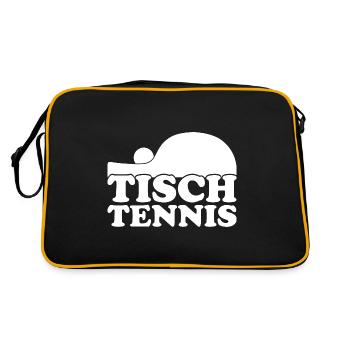 Aufschlag Tischtennisball Tischtennisspieler - Retro Tasche - Schwarz/Gold - Hinten