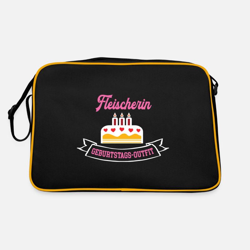 Fleischerin Geburtstag Geburtstagsgeschenk Chefin - Retro Tasche - Schwarz/Gold