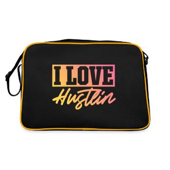 Ich liebe Hustlin - Retro Tasche - Schwarz/Gold - Hinten