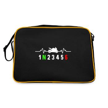 Motorcycle gear shift biker motard heartbeat - Retro Bag - black/gold - Back