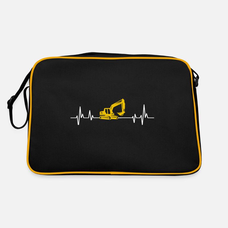 excavator construction site heartbeat excavator Retro Bag